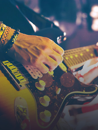 Man playing an electric guitar